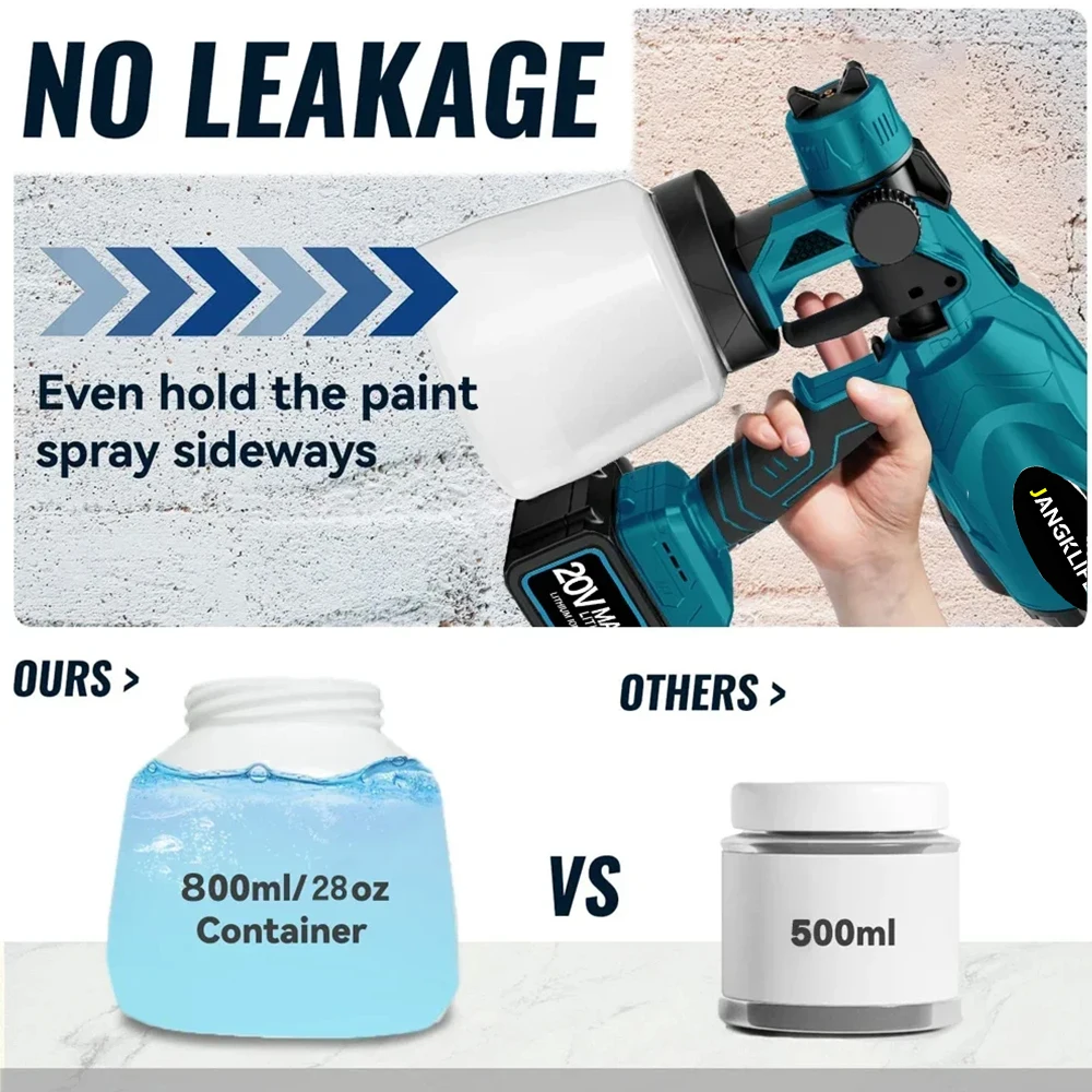 800ML Electric Spray Gun Cordless Paint Sprayer Auto Furniture Steel Coating Airbrush Compatible For Makita 18V Battery image 5