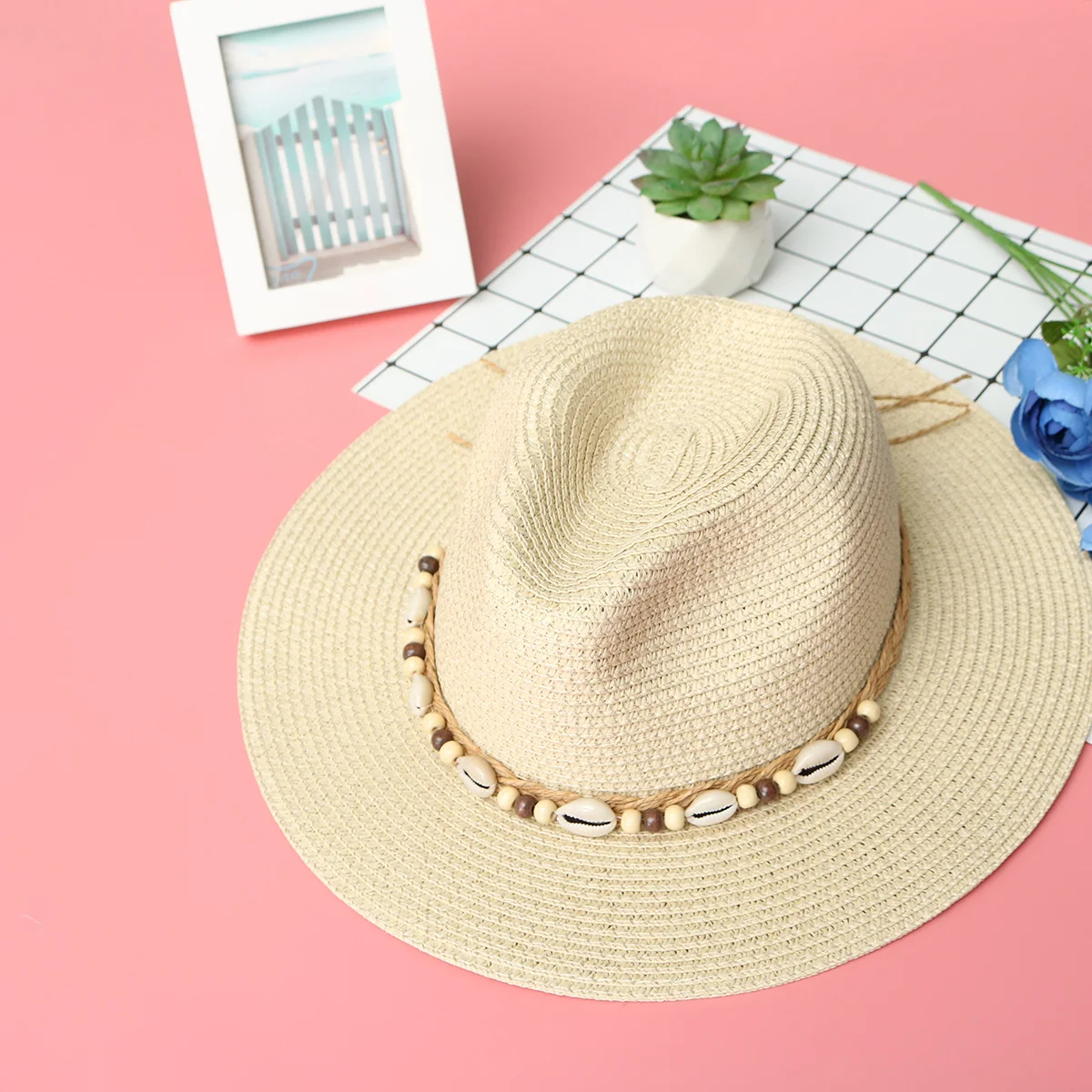 

Sun Brim Bucket Cap for Women Lady Beach Cap Flat Travel Vacation Woman Straw Hat Protect UV Girl Flat Hat Straw