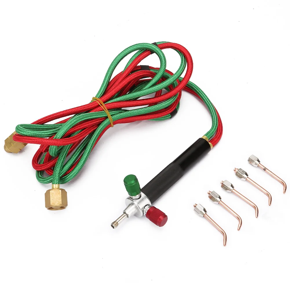 Mini Oxygen Gas Torch Acetylene Welding Soldering Gun Tool Kit 5Pcs Replaceable Tips