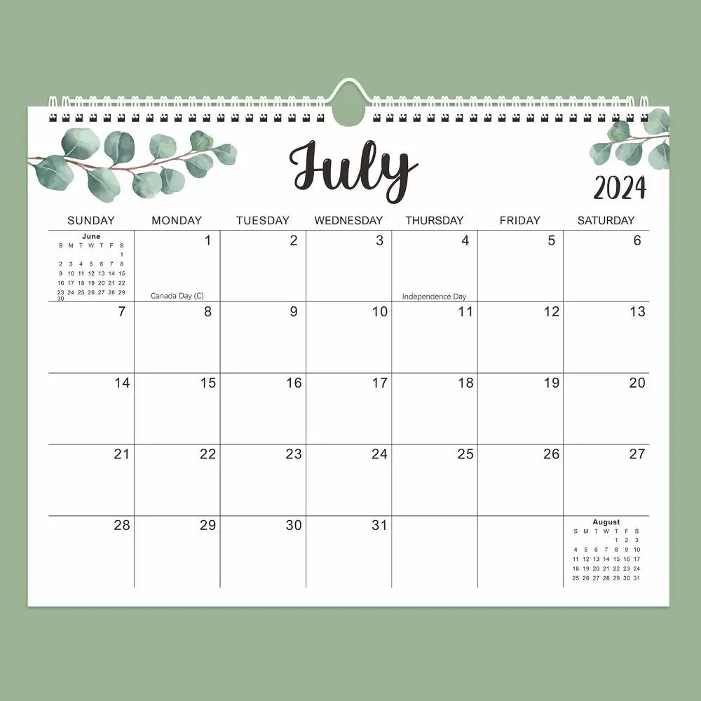 18 Months Leaf Pattern Calendar 2024-2025 INS Wall Calendar Weekly Schedule Coil Calendar Calendar Planner Office Stationery
