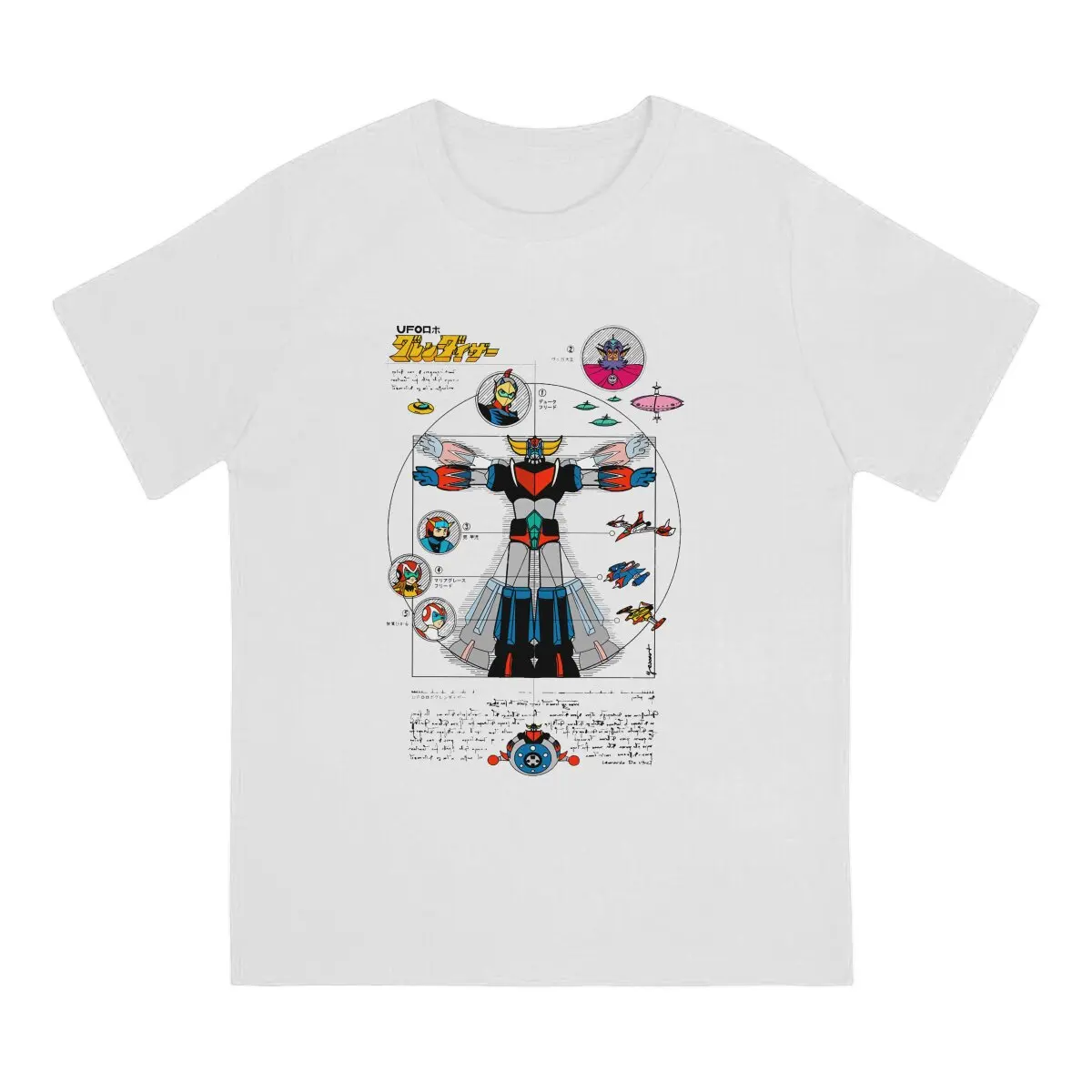 Anime UFO Robot Grendizer Actarus DaVinci Color Tshirt Homme Men's Streetwear Blusas Cotton T Shirt For Men