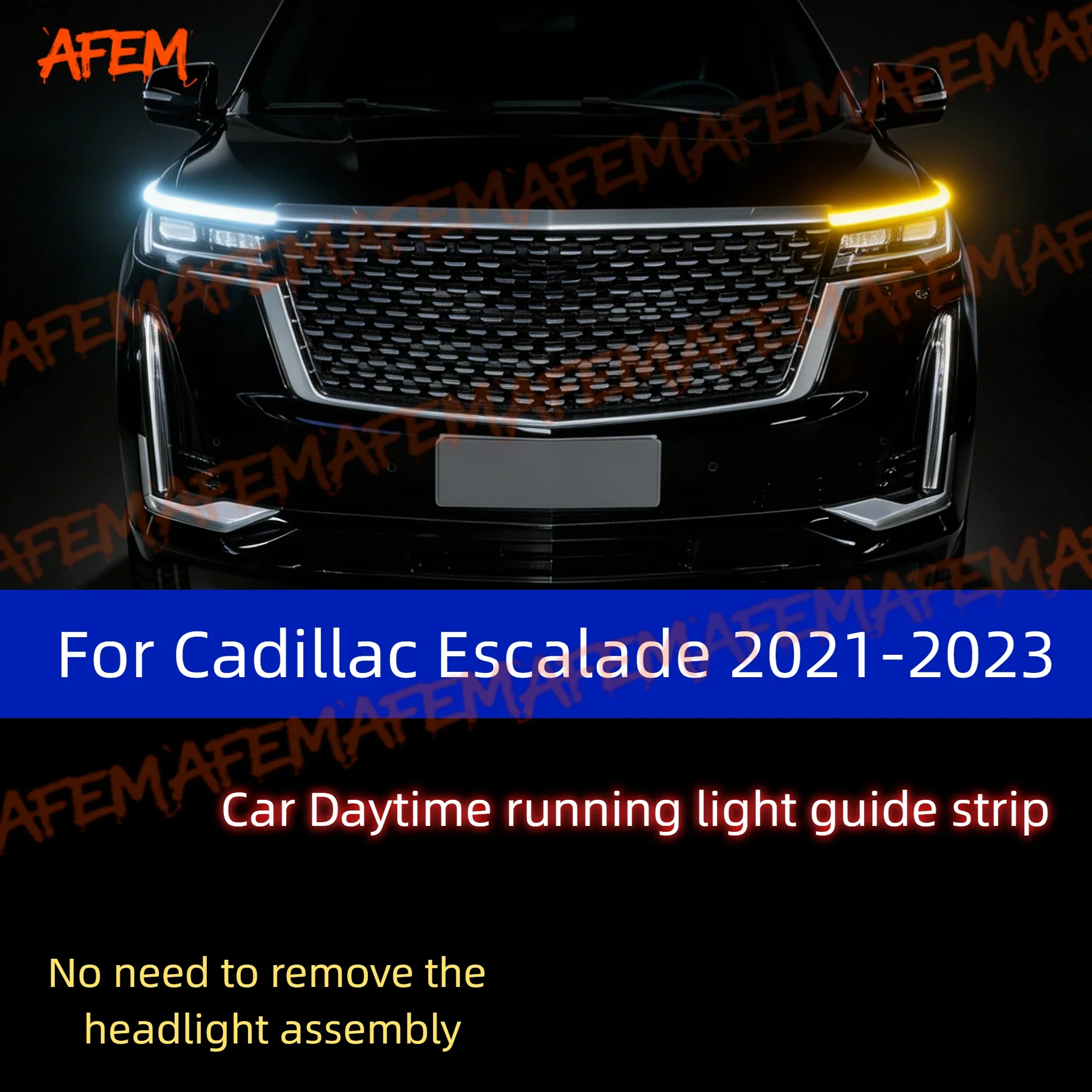 2 Stück Auto-DRL-Tagfahrlicht mit Start-Scan-Stil und sequenziellem Lauflicht-Blinker für Cadillac Escalade 2021-2023