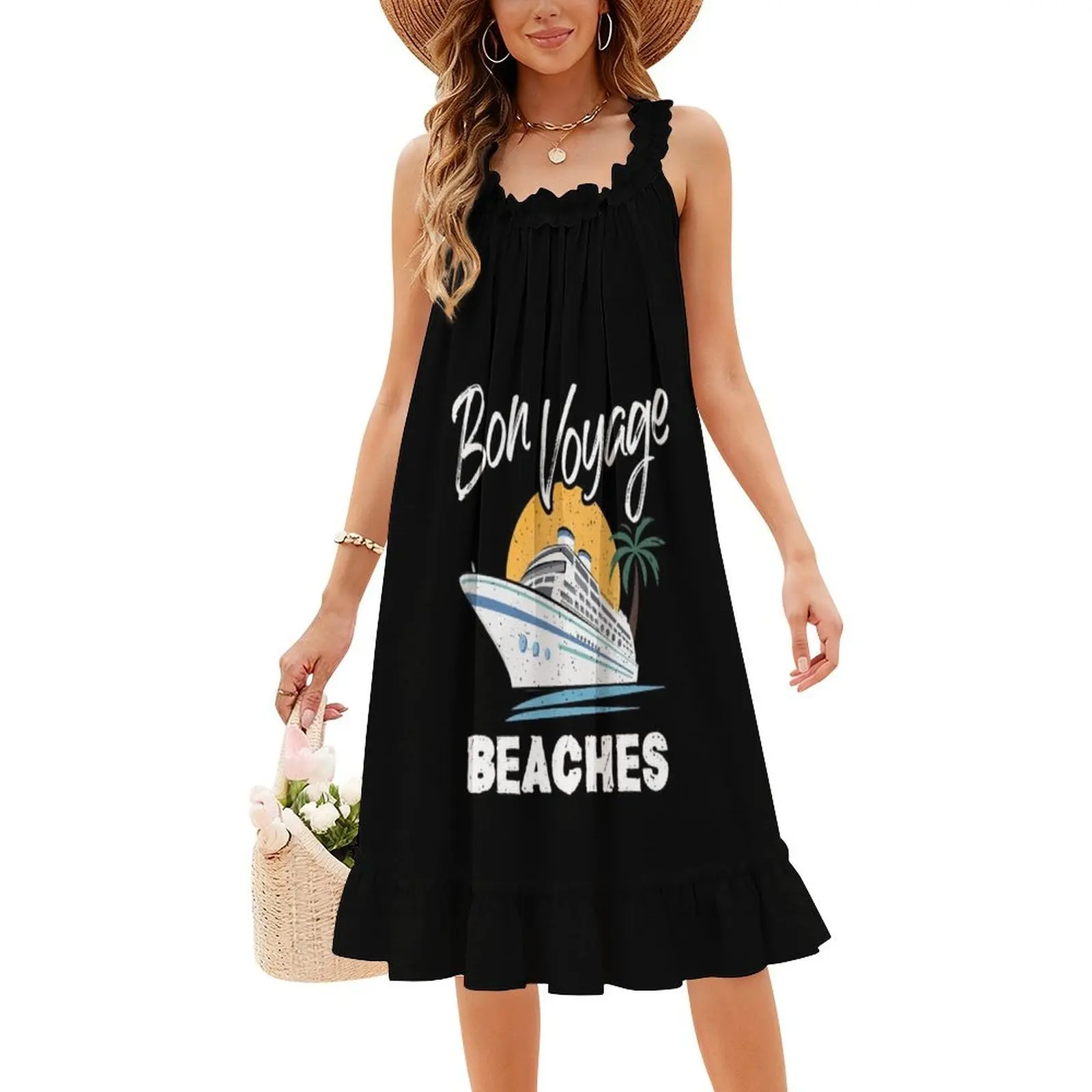 فستان كاجوال على الطراز الكوري من Bon Cruise Ship Beaches Graphic Cruising للنساء، فساتين بسيطة يومية للمكتب للسيدات، سفينة بون كروز