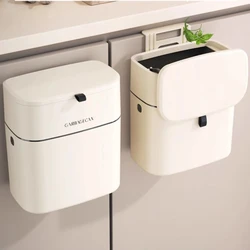 Wall Mounted Trashcan Kitchen Waste Organize With Lid Trash Bins Hanging Bathroom Wastebasket Large Capacity Garbage Storage Bin