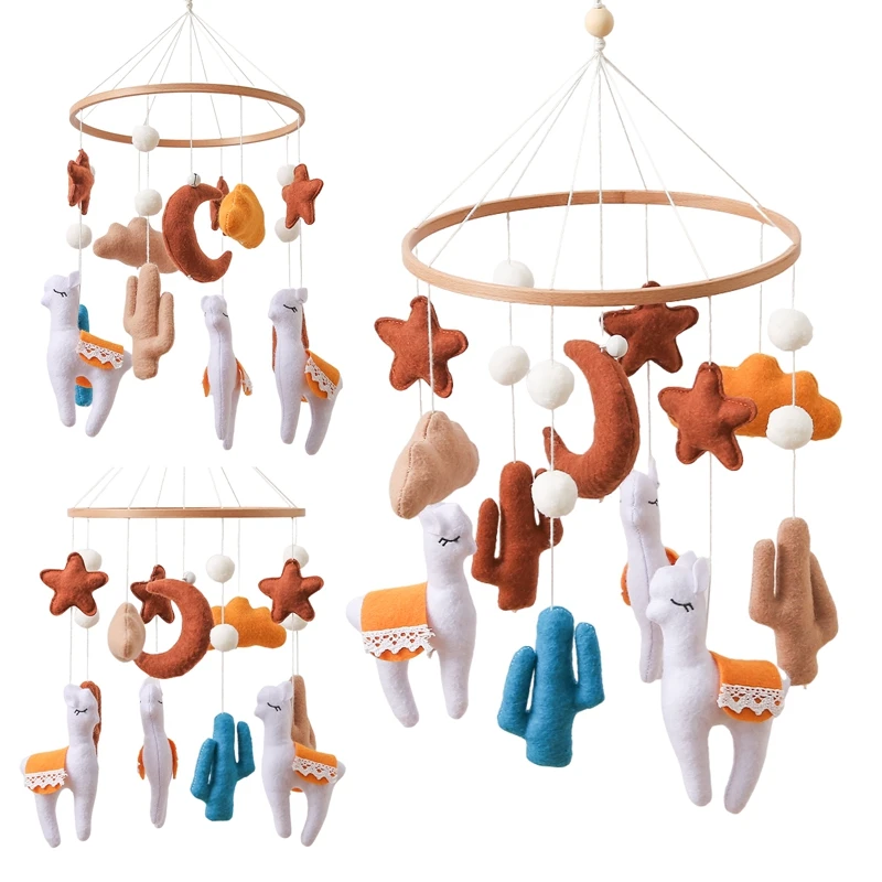 CPull Mobile Lit Cloche Hochet Jouets, Doux Feutre Alpaga Forme Pendentif, Nouveau-Né Musique CPull Support Invite Ket CPull Invite Ket Bébé Cadeau