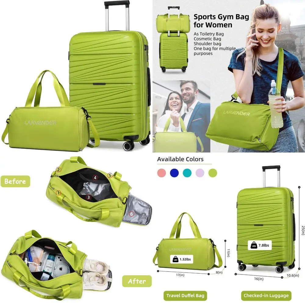 

Расширяемый полипропиленовый 24-дюймовый комплект чемоданов с спортивной сумкой для женщин, распродажа багажа, предметы первой необходимости для путешествий