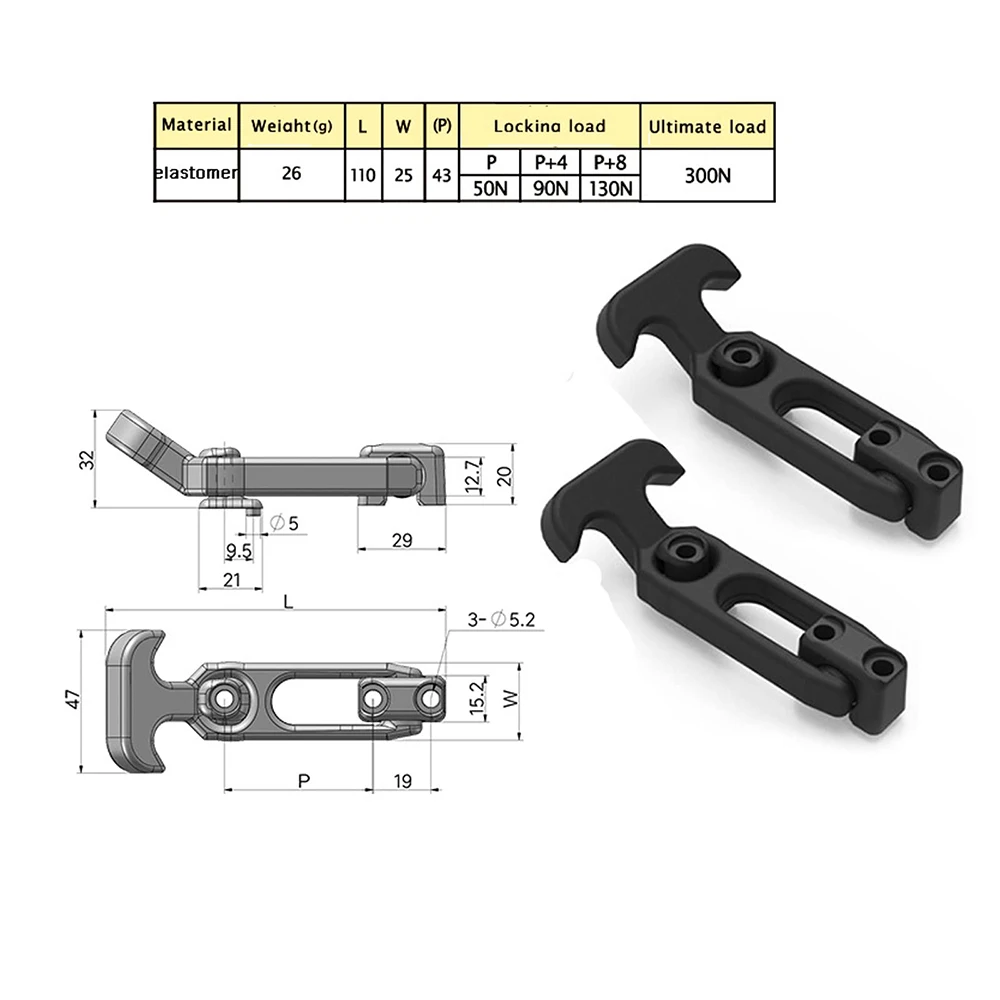 Flexible T-Handle Rubber Draw Latch for Cooler,Boat,Tool Box,Off-Road Vehicles,Farm Machinery or Engineering Machine Hood