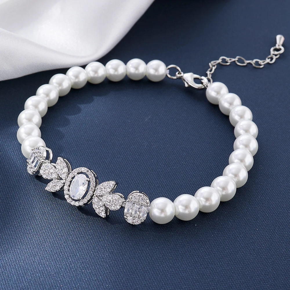 017817 Pearl Bracelet for Women Trendy Bangle Daily Wear Ceremony Engagement  Cocktail Party Jewelry Hand Accessories