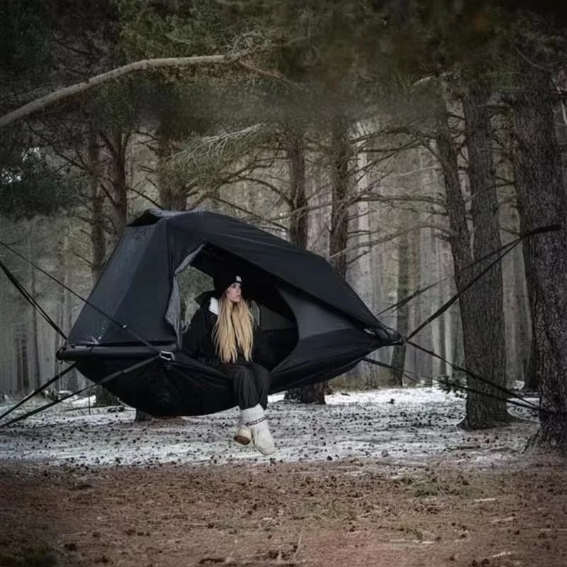 

1-2 Person Four Seasons Inflatable Tent Double Layer Oxford Cloth Quick Setup Waterproof Air Column Structure Sunproof Tent