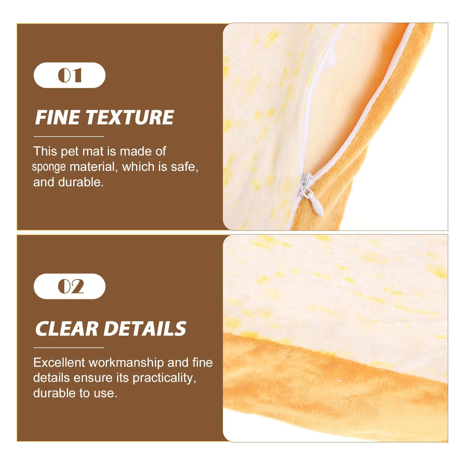 

Bread Pet Bed 40X40X7Cm Toast Shape Short Elastic Sponge Detachable Cat Cushion For Small Dogs Kitten Sleeping Rest Play