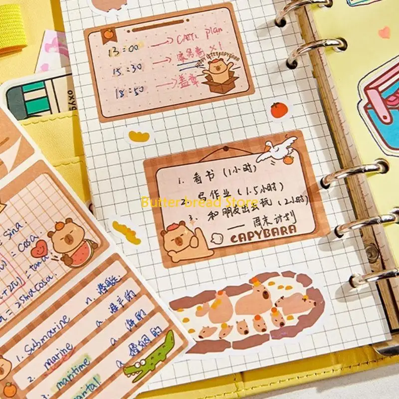 W89C 256Sheet Cartoon Sticky Note Paper Unlined/Gridded/Dotted Sheet Pull Out Note Paper Self-ashesive Note Paper for Student