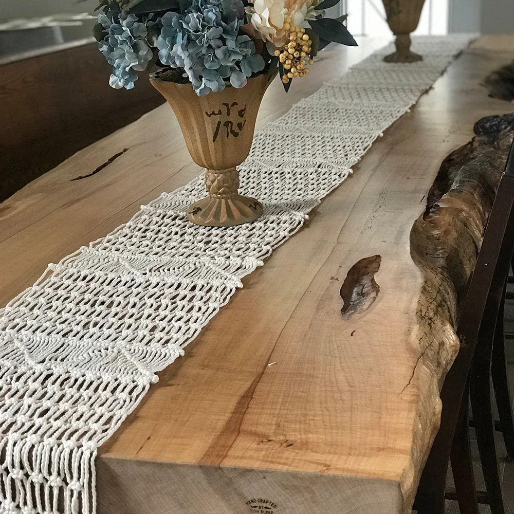 Imagem -05 - Handwoven Macramé Mesa Runner Boho Wedding Decor Vintage Farmhouse Bohemian Dining Room Estilo Decorações