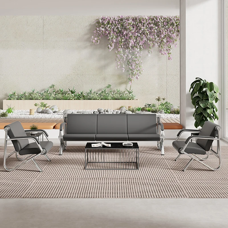 Row Chair Airport Chair Three-person Stainless Steel Waiting Chair Meeting Office Sofa Coffee Table Bench Waiting