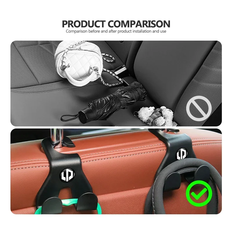 Durable Plastic Vehicle Headrest Twin Hanger Hook Seat Back Grocery Bag Mounting Stand Suitable for Leapmotor C11 C10 C16