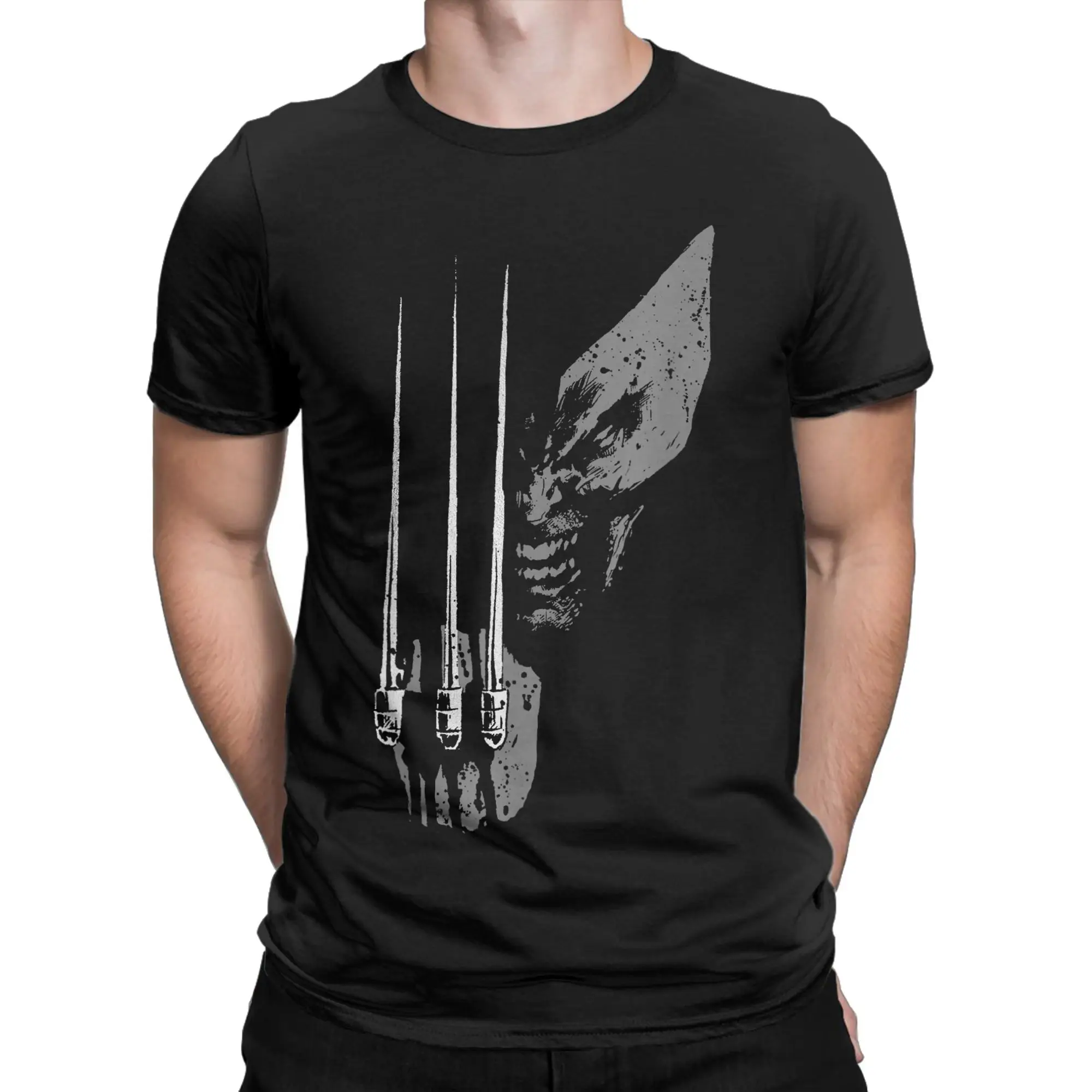 المتضخم تي شيرت X الرجال ولفيرين البرية الجانب المتعثرة الوجه النار القطن تي شيرت الهبي تي شيرت للزوجين الصيف الأساسية تيز #1