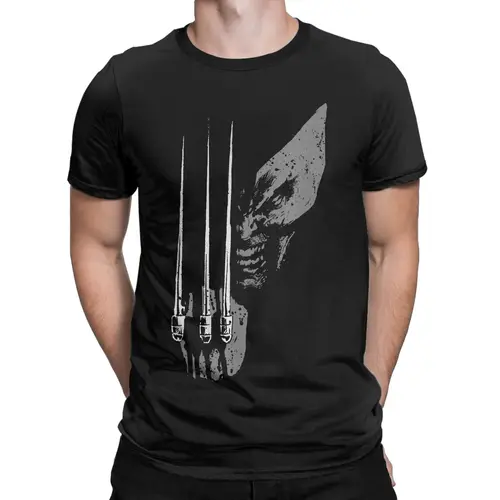 Oversized T-Shirt X Men Wolverine Wild Side Distressed Face Shot Cotton T Shirts Hippie Tee Shirt for Couple Summer Basic Tees