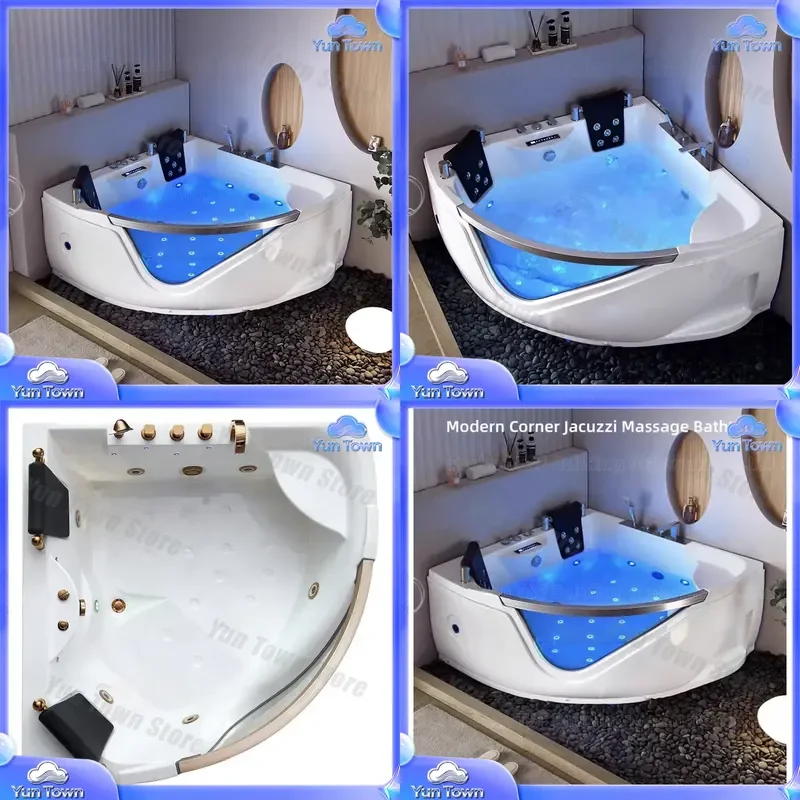 Hot Sale Acrylic Standing Corner Jacuzzi Bathtub for Air Spa Jet Whirlpool Massage Bathtub for Bathroom Remodeling Modern