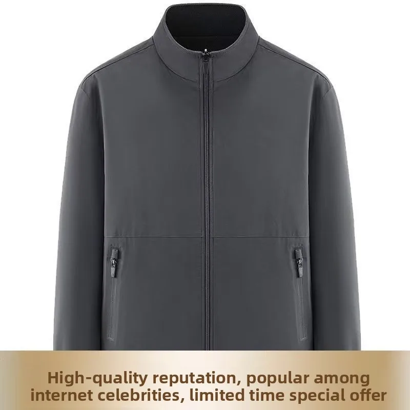 على الوجهين ملابس خارجية رجالي الصيد السترات الخريف الشتاء الصوف سترة دافئة الوقوف طوق رجالي سترة واقية في الهواء الطلق سترة #4