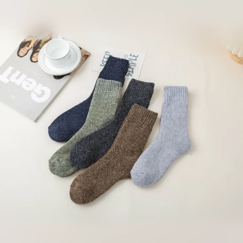 5 أزواج الشتاء الدافئة الرجال الجوارب الصوف الذكور الجوارب النسائية سوبر سميكة الصلبة الجوارب ميرينو جوارب من الصوف ضد الثلوج الباردة تيري الجوارب
