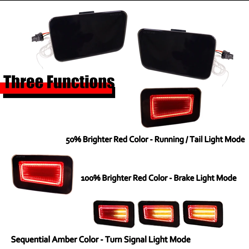 2pcs For 2005-2009 Hummer H2 LED Bumper Reflector Lights Function as Tail,Brake & Rear Fog Lamps,Turn Signal Lights  Red 3157