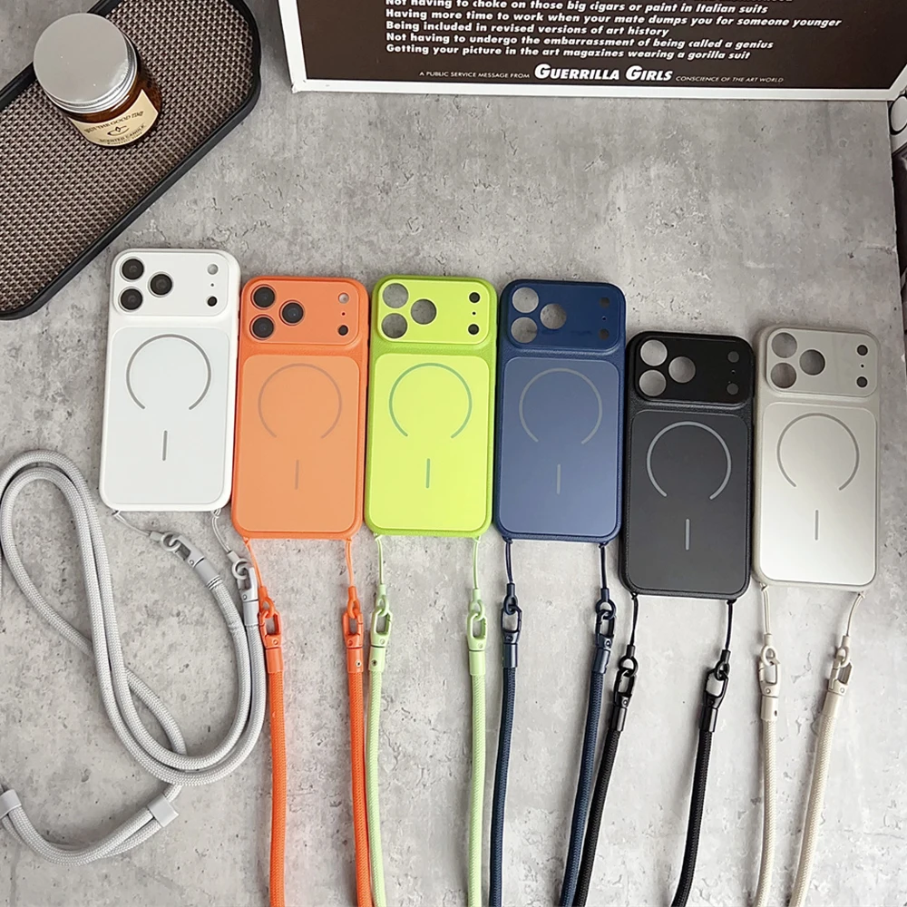 Luxury Crossbody Lanyard Phone Case For iPhone 17 17Pro Air 16 15 14 Pro Max For Magsafe Wireless Charging Cover For Apple 13 12 view 2