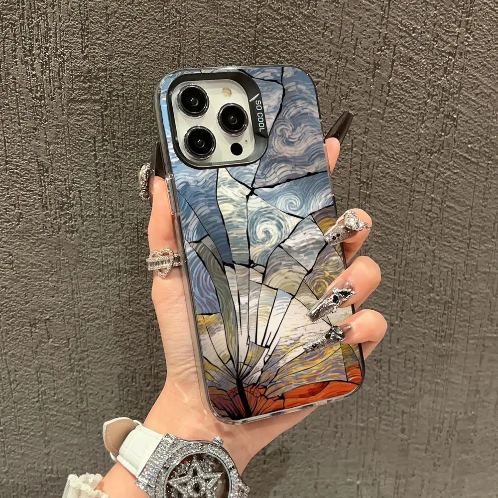 

Glass crack Phone Case case for iPhone17 16 15 14 13 12 11 Pro/ Max/Plus shock-proof rear cover anti-fingerprint