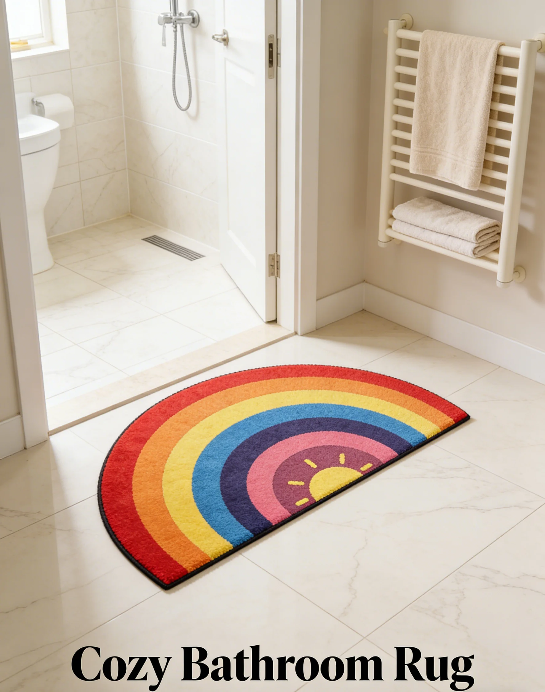 Tapis demi-cercle arc-en-ciel, tapis de chevet hydrofuge, tapis d'entrée de chambre, tapis de sol intérieur/extérieur, décoration de la maison