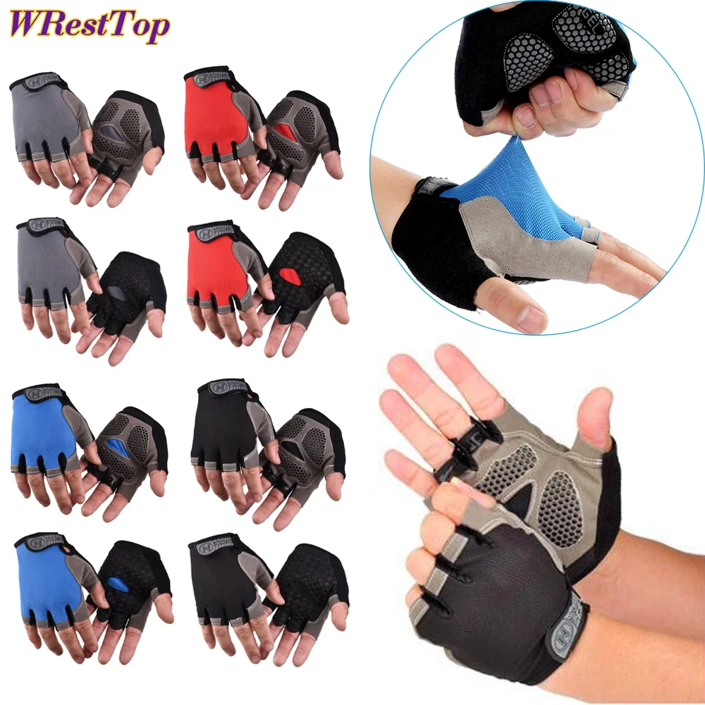 1Pair Cycling Gloves for Men/Women Anti-Slip Shock-Absorbing Half Finger Guantes for Fitness Bicycle Training Outdoor Sports