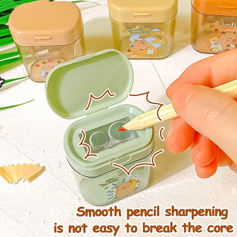 Cartoon Cute Capybara Double Hole Pencil Sharpener Portable Creative Mini Manual Pencil Sharpener Student Stationery Gifts