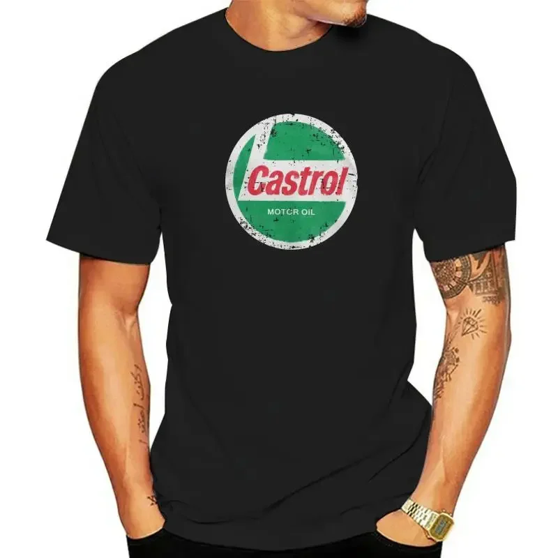 Castrol T Shirt Men's Pure Cotton Funny T-Shirts Round Neck Motor Oil Tee Shirt Short Sleeve Tops Gift Idea