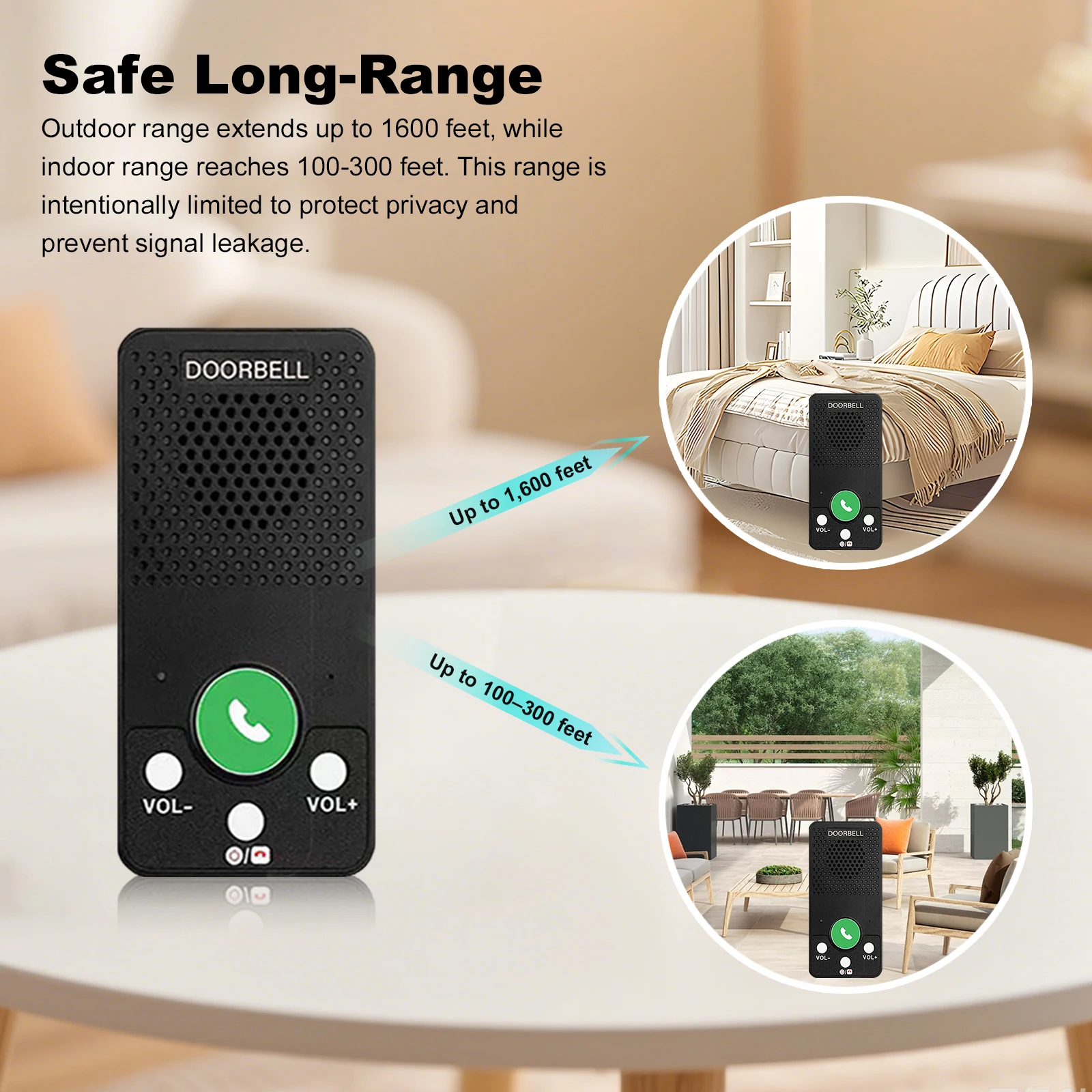 400m Long Range Wireless Intercom System with 4 Chimes 8 Volume Levels Full Duplex 2 Way Intercom for House Home Factory Office