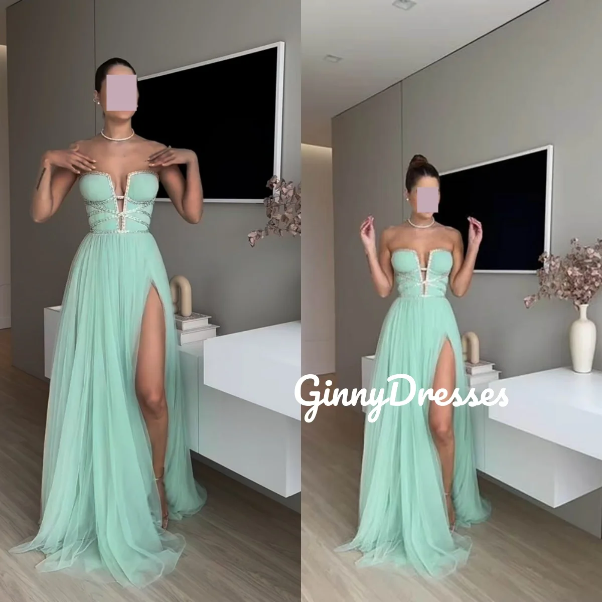 

Вечернее платье трапециевидной формы с бисером на заказ, платья длиной до пола без бретелек для особых мероприятий, без рукавов на молнии, Vestidos De Fiest