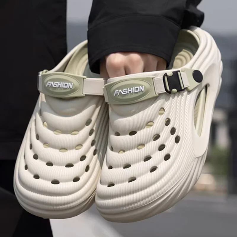 Fashion Hollowout Thick Bottom Sandals for Couple Summer Outdoor Quick Dry Water Shoes Men Closed Toe Anti-slip Sports Sandals view 3