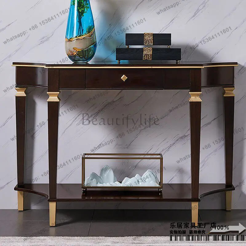 Solid wood entryway, fashionable and simple foyer, Nordic personality decoration cabinet, sofa background table