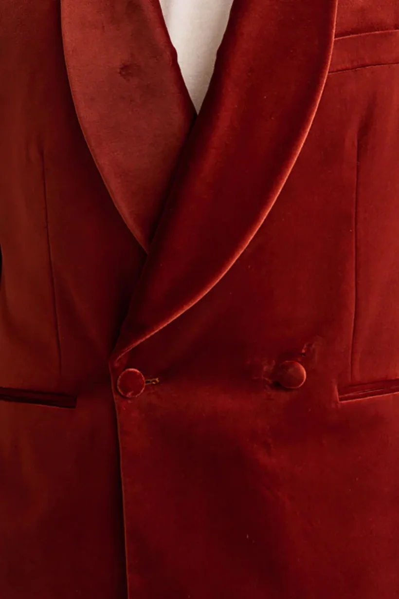 2-Piece Men's Suit Set(Jacket+Pants) Velvet Double Breasted Slim Fit Suit Tailored Business Gntleman For Banquet Groom's