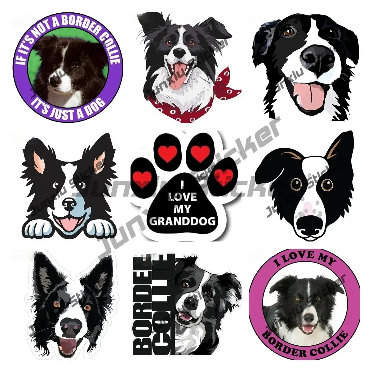 

Border Collie on Board Car Stickers Vinyl Decal Waterproof Decorative I Love My Granddog Pawprint Car Magnet Paw Print Decal