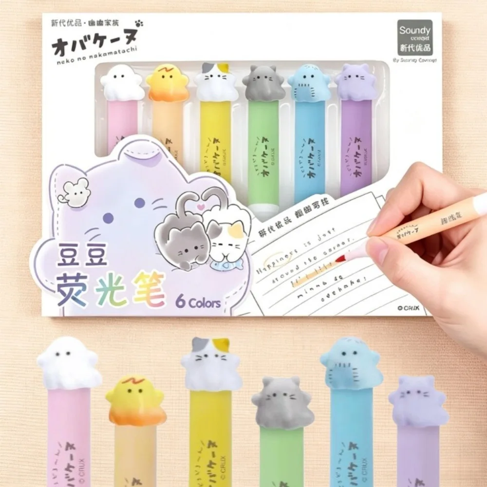 Kawaii Pastel Color Highlighters Drawing Art Markers Mini Fluorescent Pen Gift Stationery Cartoon Cute School Supplies For Kids