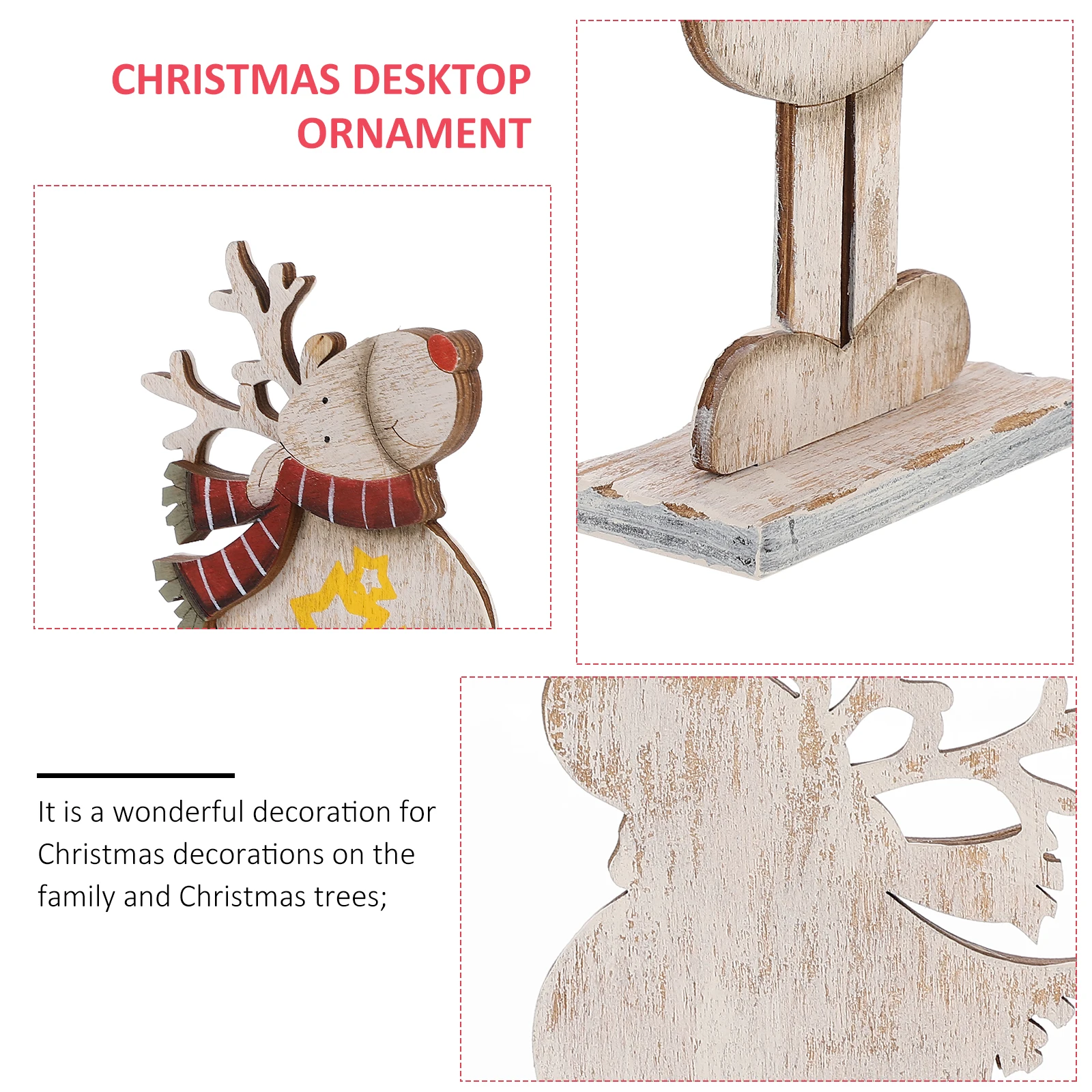 

Wooden Elk Desktop Decoration Christmas Desktop Ornament Blue Circle Pattern Christmas Elk Ornament for Hotel Showcase Layout