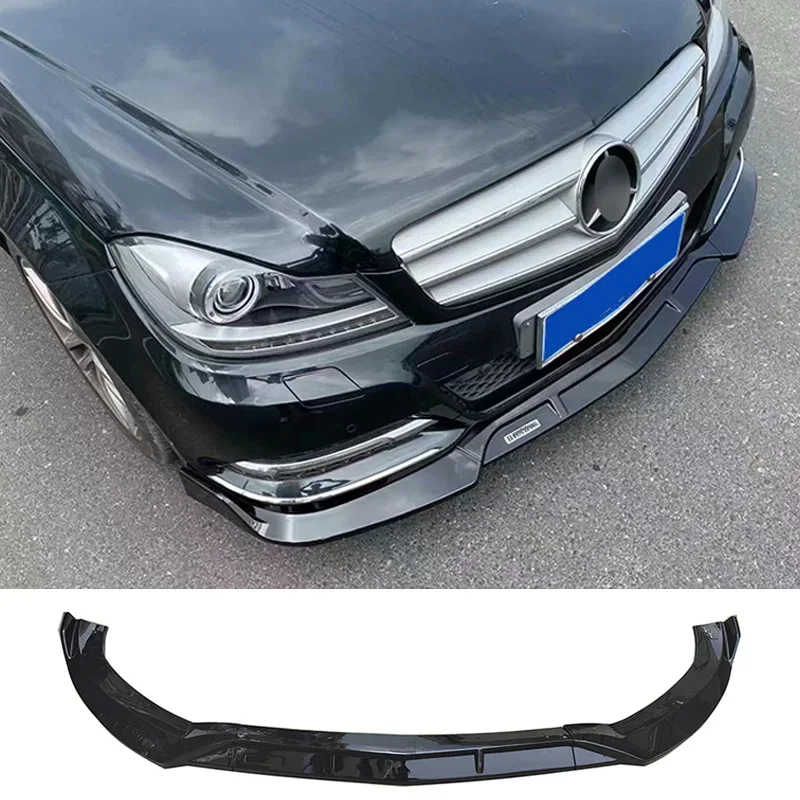 

W204 Splitter for Benz C200 C250 C300 Front Bumper Spoiler Skirts Lip C Class Black Body Kit 2008 To 2014