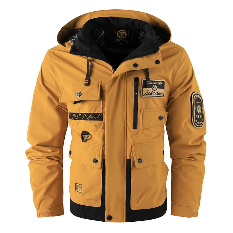 Outdoors Men Comfort Detachable Hat Solid Tops Spring Autumn Simplicity Windproof Casual Coat New Fashion Versatile Jacket Men
