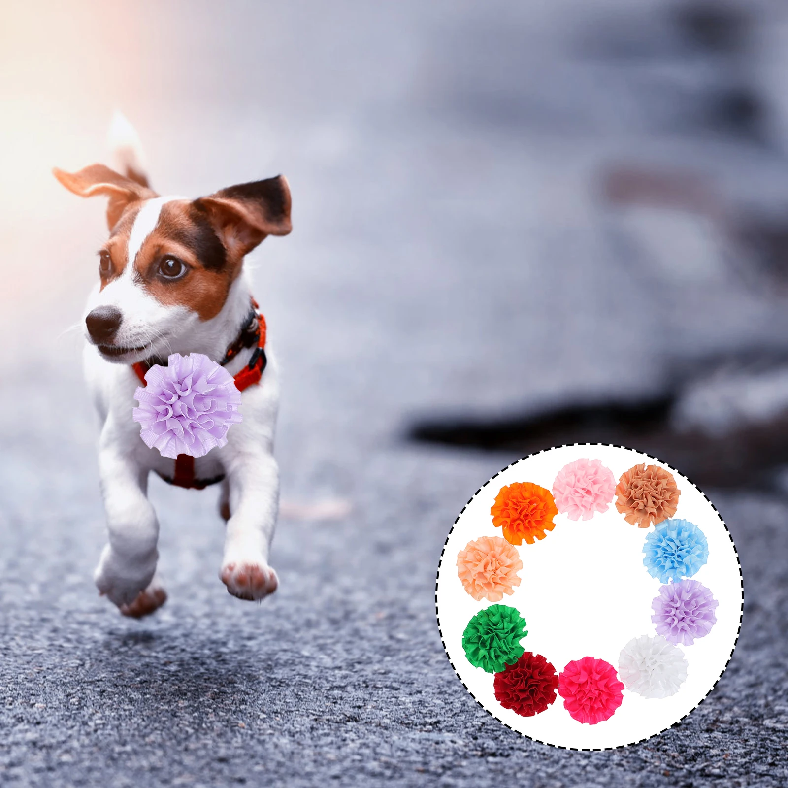 

10 Pcs Pet Collar Decoration High Quality Polyester Cats Flower Charms Puppy Collar Flowers Accessories Dog Cat Party Wedding