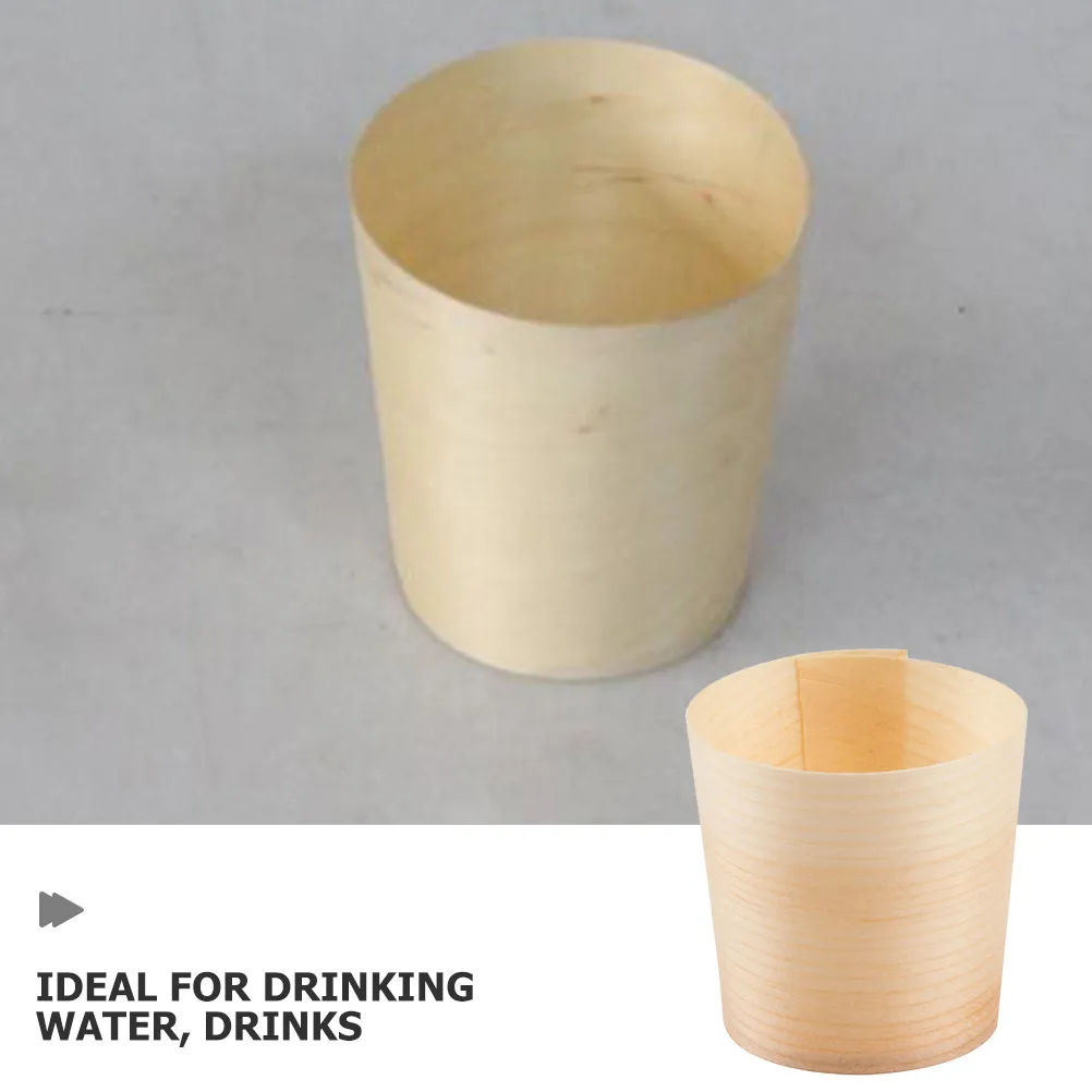 50Pcs Wooden Cups Smooth Natural Finish Lightweight Wood Mugs for Tea Coffee Milk Cold Drinks Farmhouse Vintage Snack Cups Bulk