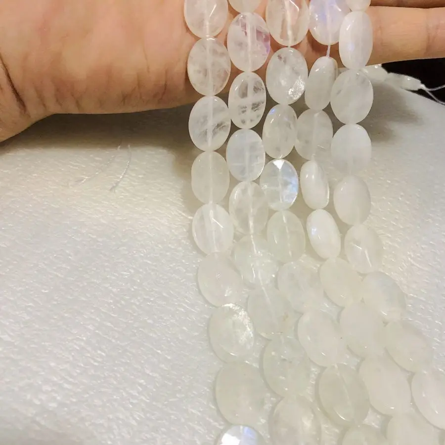 

Wholesale 2string/lot Rainbow Moonstone Beads12x16mm Faceted Oval Gemstone Jewelry Accessories,15.5"/String