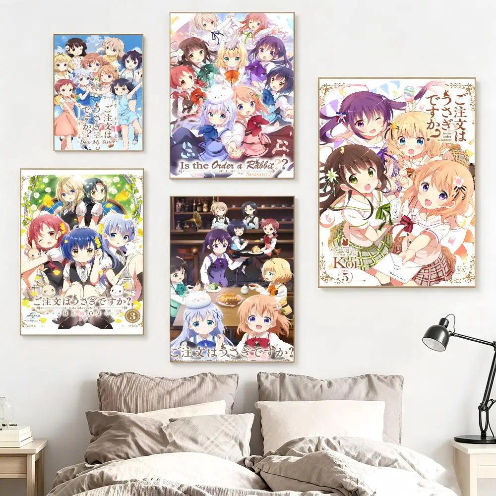 Anime Is the Order a Rabbit Poster impermeable para el hogar sala de estar dormitorio bar decoracion estetica