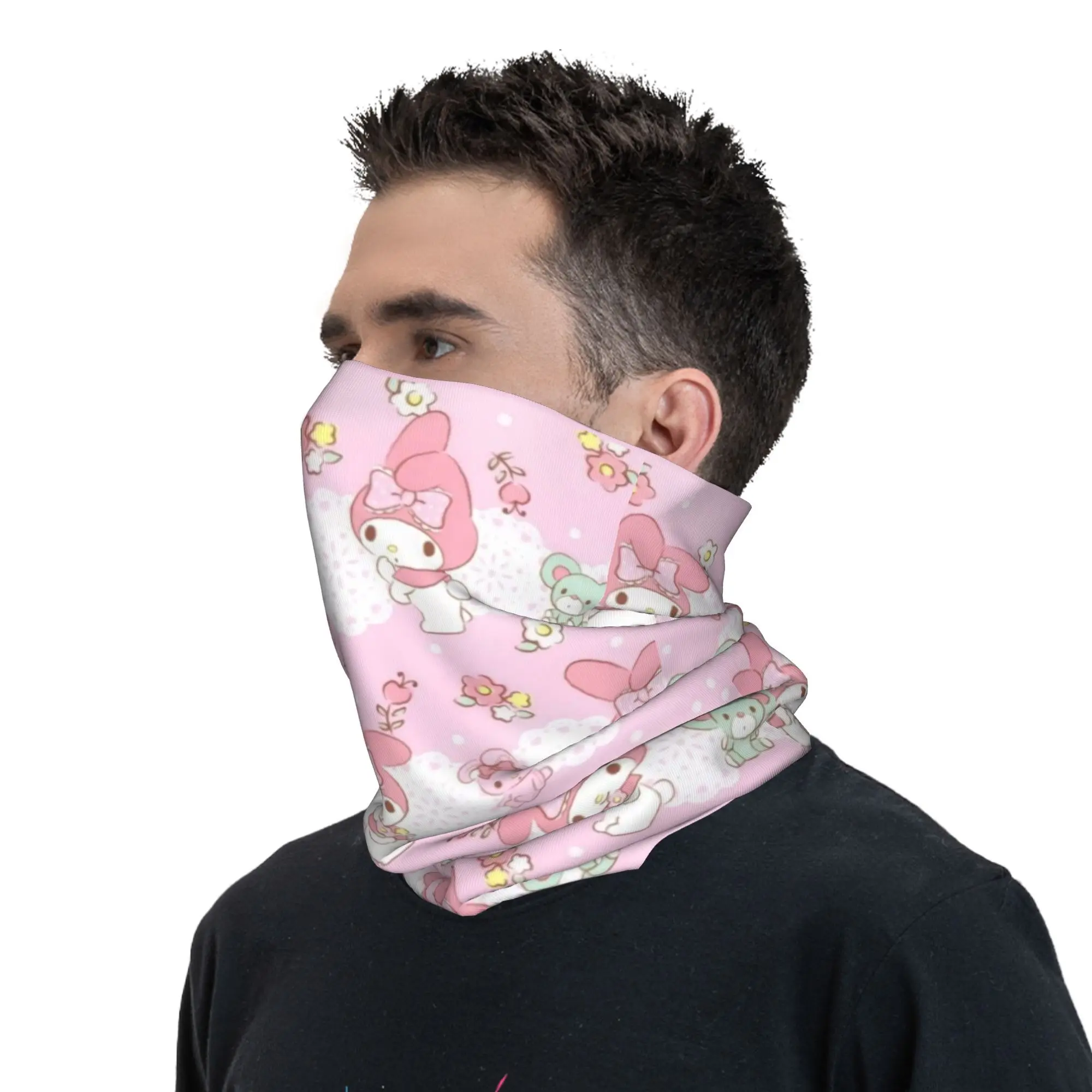 Custom New Melody  Cartoon Kawaii Neck Gaiter Women Men Windproof Winter  Bandana Scarf for Hiking