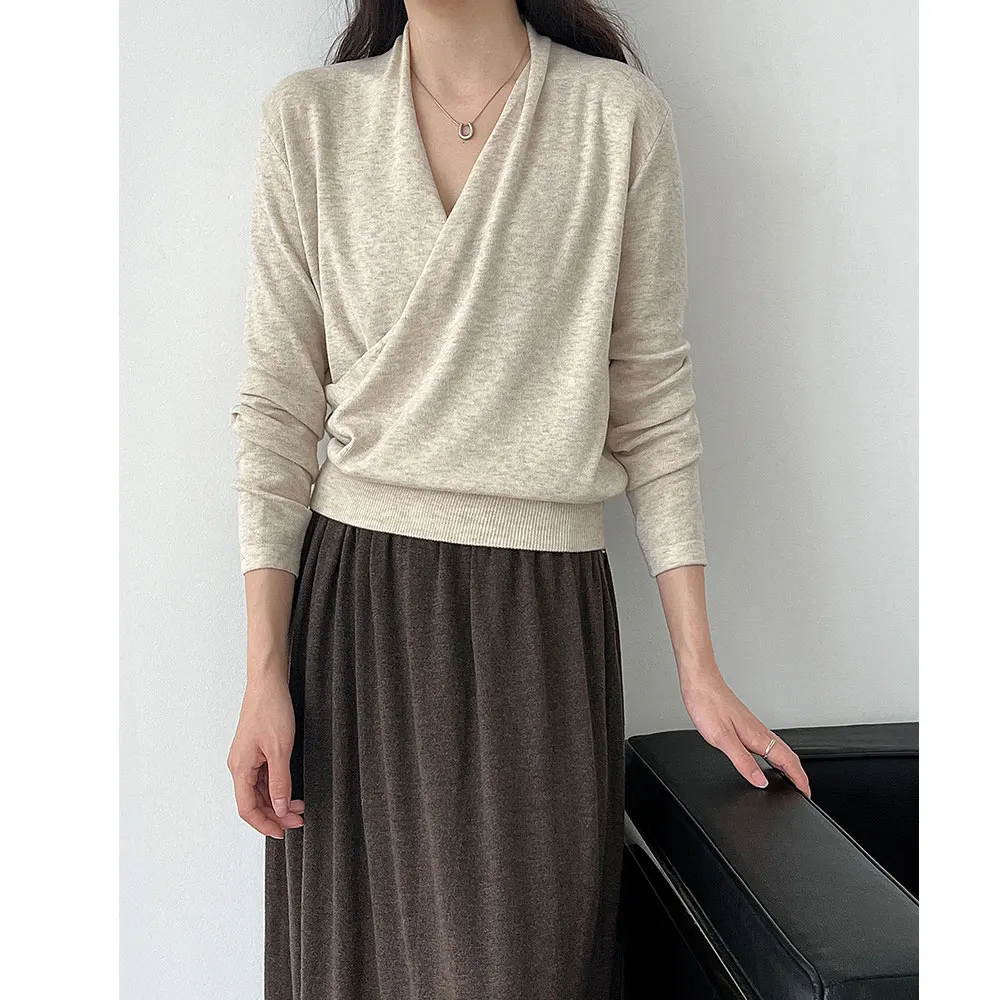 2025 Autumn Women Long Sleeve V-Neck Design Pullovers Womens Tops And Blouses Fashion T-Shirts Blusas Roupa Feminina