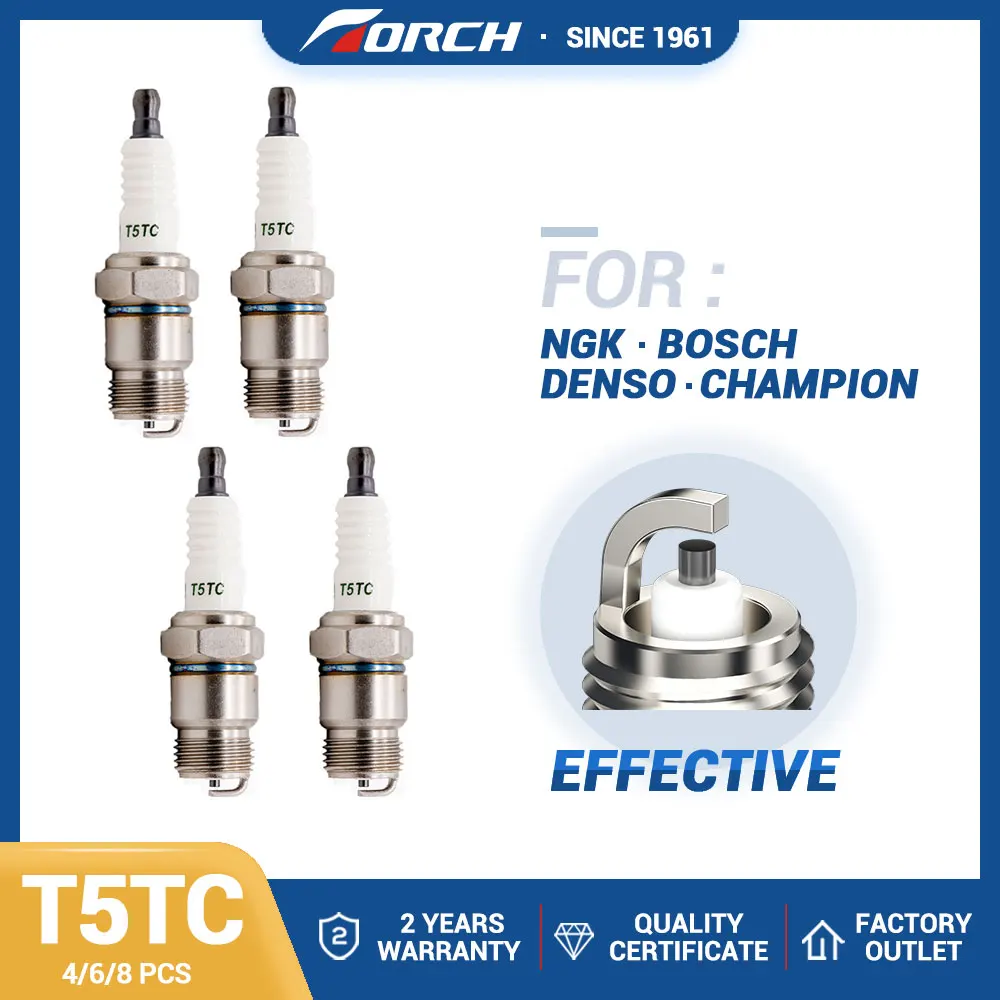 4-8PCS Solid Terminal Spark Plugs TORCH T5TC Replacement for Candles AP5FS(2610) Denso MA16PR-U MA16P-U TOYOTA 90098-16145