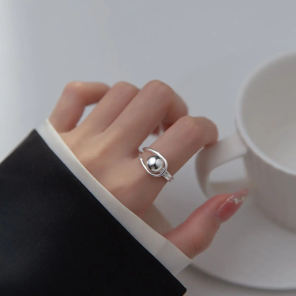 Women's Minimalist Handmade 925 Sterling Silver Big Stone Ring