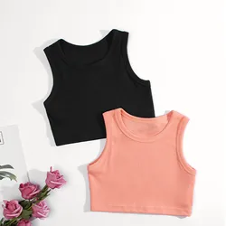 Toddler Kids Girls Crop Top Summer Racerback canotte Top senza maniche gilet sportivo da ballo per canottiere canotte per adolescenti