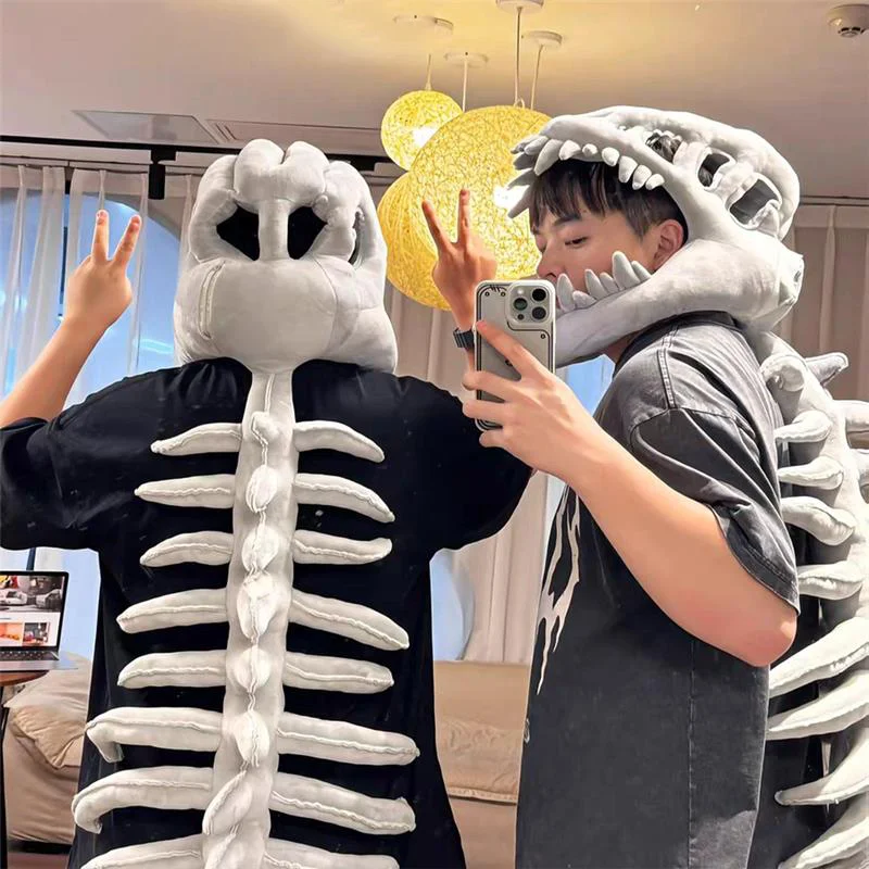 

New Alien Dinosaur Skeleton Plush Toys Costumes Horror Skeleton Dinosaur Cosplay Costume Stuffed Plush Halloween Funny Toys Gift